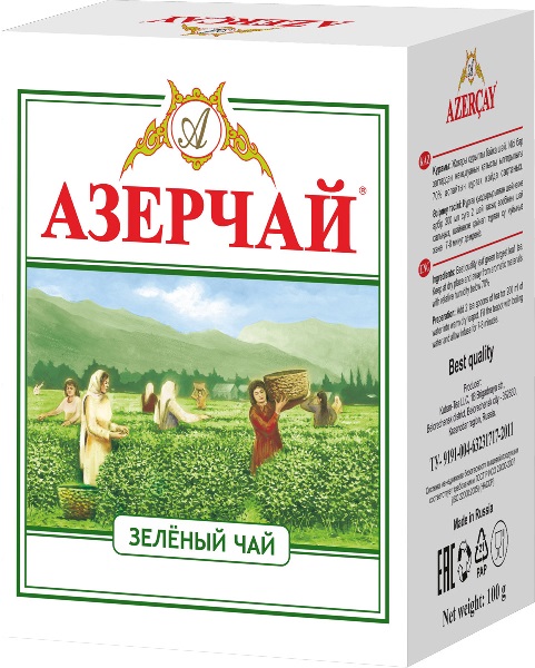 картинка Чай АЗЕРЧАЙ зеленый КОРОБКА 100г /30 (266720) 