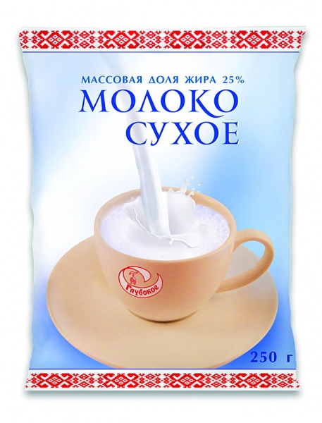 картинка Молоко сухое Глубокое 25% Беларусь  0,250гр *24 